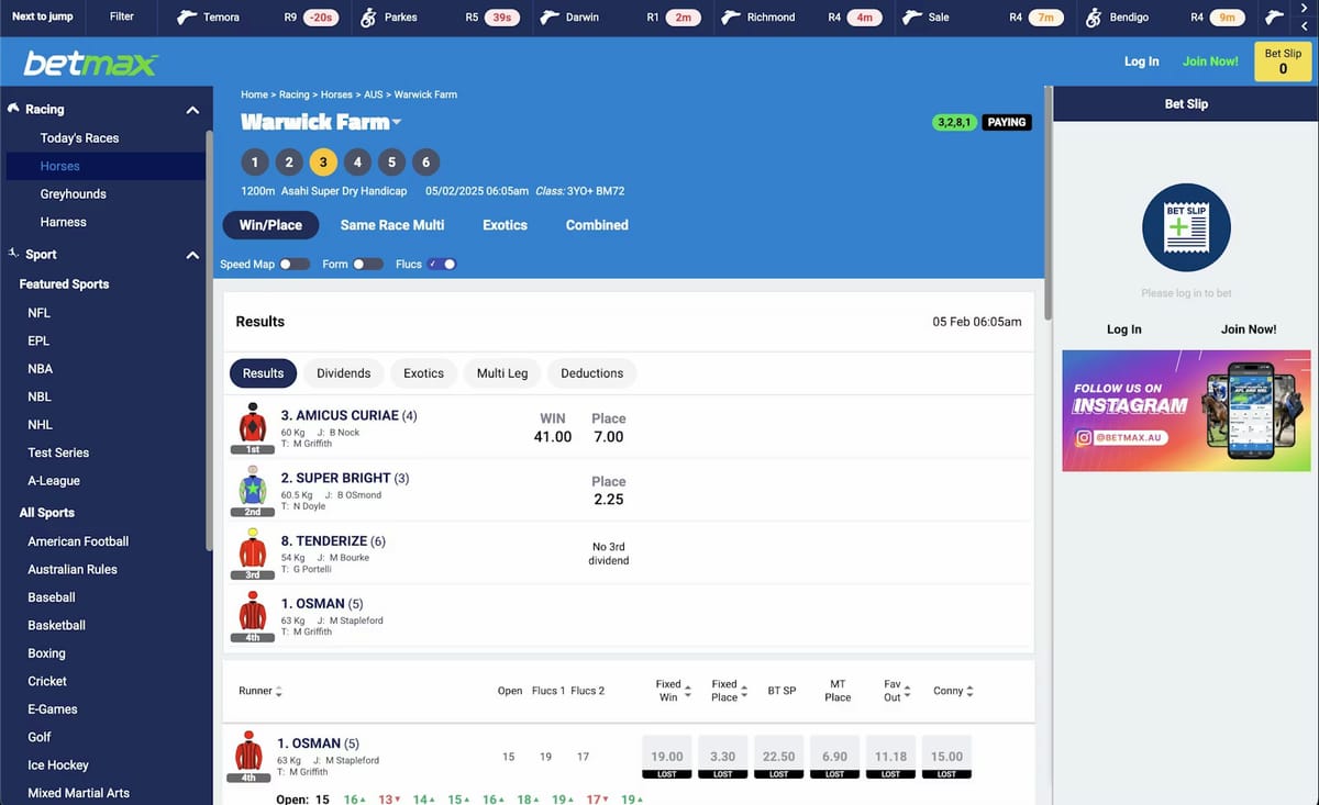 BetMax Australia online racing bets